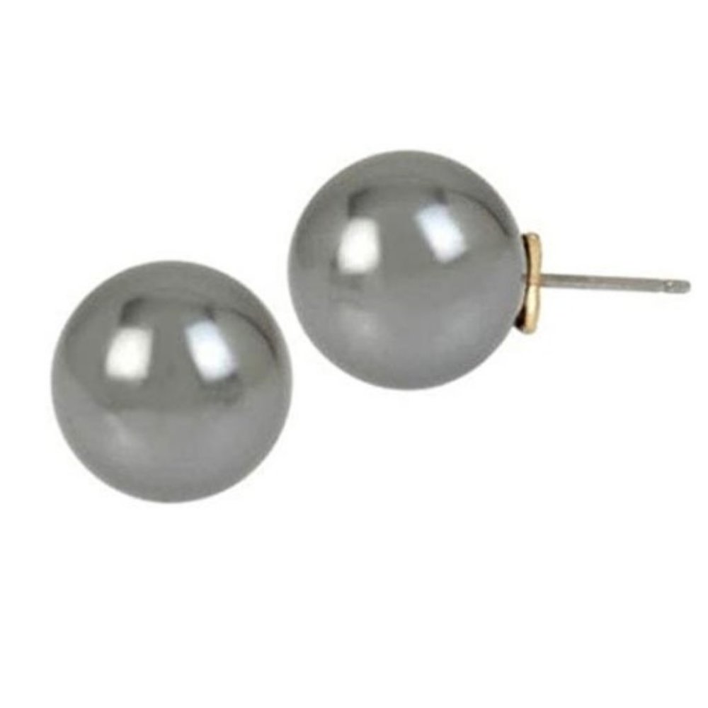 Miriam Haskell Pearl Basics Faux Pearl Studs Gray